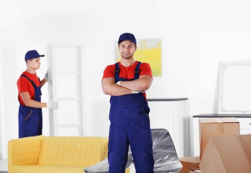 Removal van and moving boxes for an Edgware home move