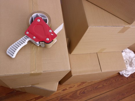 Boxes and household items prepared for a local Edgware van service